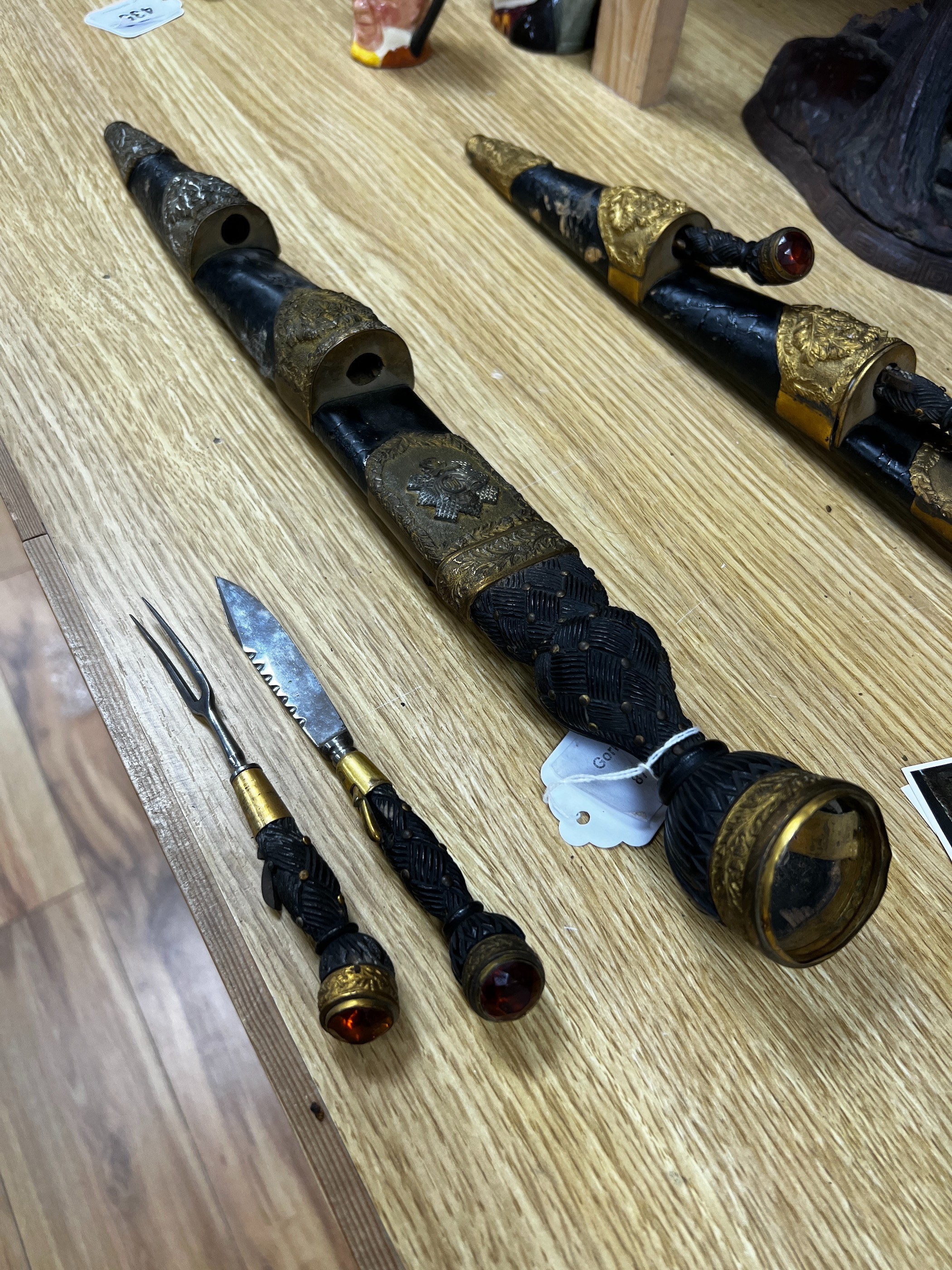 A Victorian Scottish dirk, Cairngorm lacking, 45cms long